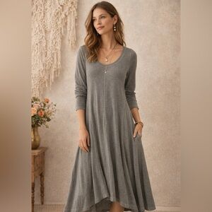 Cupio Gray A‑Line Dress Quiet Luxury Scandi Girl Minimalist Chic Size M NWT